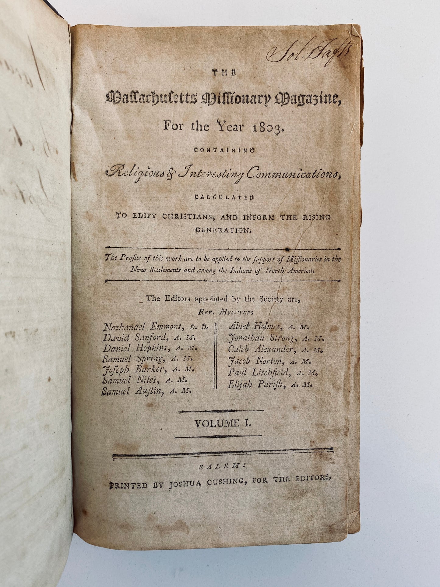 1803 MASSACHUSETTS MISSIONARY MAG. First Ever - Cane Ridge Revival & Second Great Awakening!