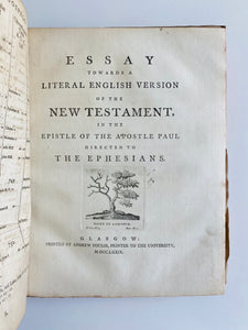 1770 SCOTTISH THEOLOGY & CHURCH. Translation of Ephesians, Gospels, Care of Clergy Widows & Orphans.