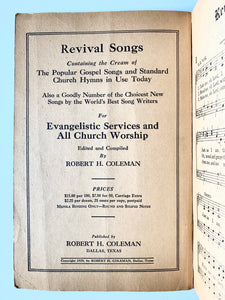 1929 BILLY SUNDAY. Wonderful Autographed Billy Sunday Revival Meeting Hymnal!