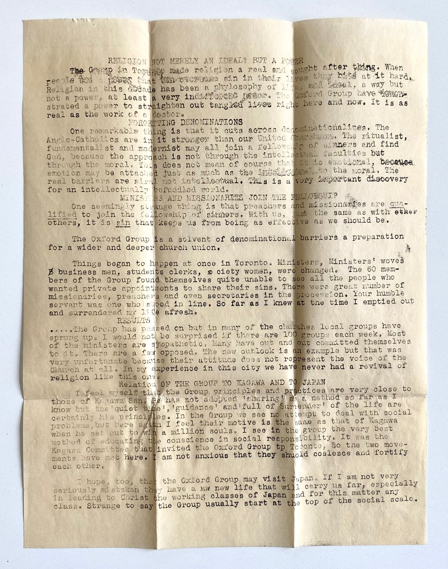 1928-1931 MILDRED ANNE PAINE. Archive of Oxford Group - Toyohiko Kagawa Connected Missionary to Japan.