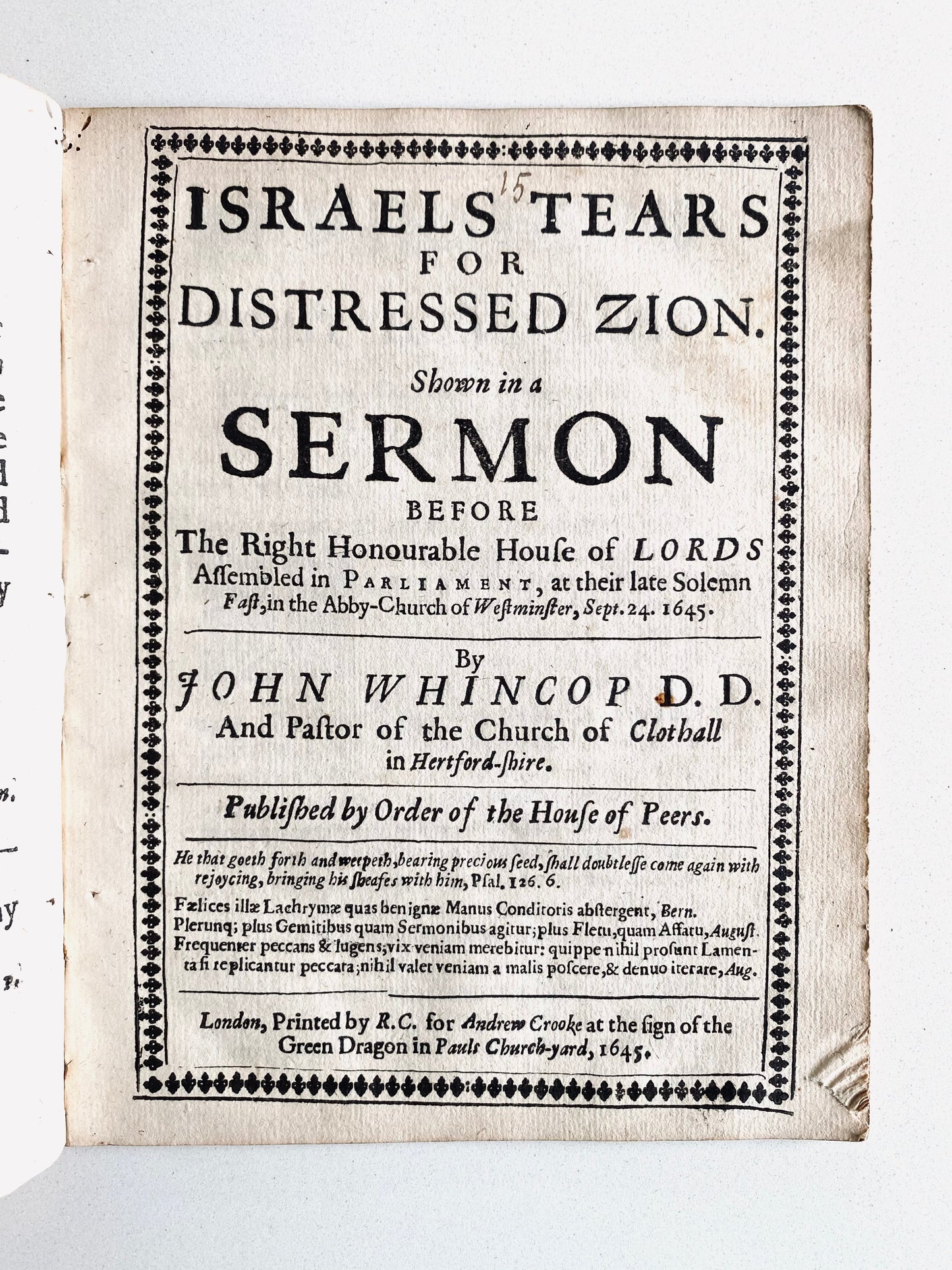 1645 JOHN WHINCOP. Westminster Assembly Divine Calls England, Ireland, and Scotland the "New Zion."