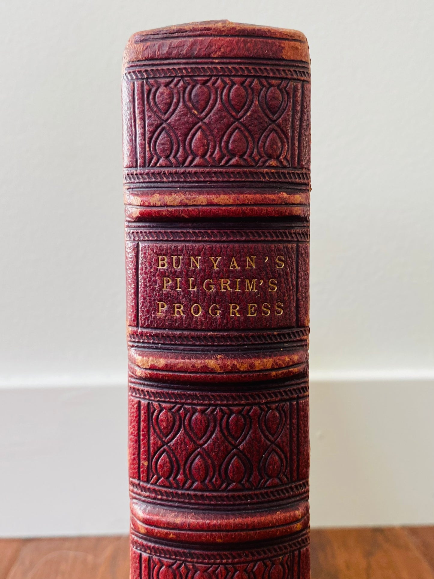 1859 JOHN BUNYAN. Stunning Divinity Calf, Foredge Tooled Edition of Pilgrim's Progress.