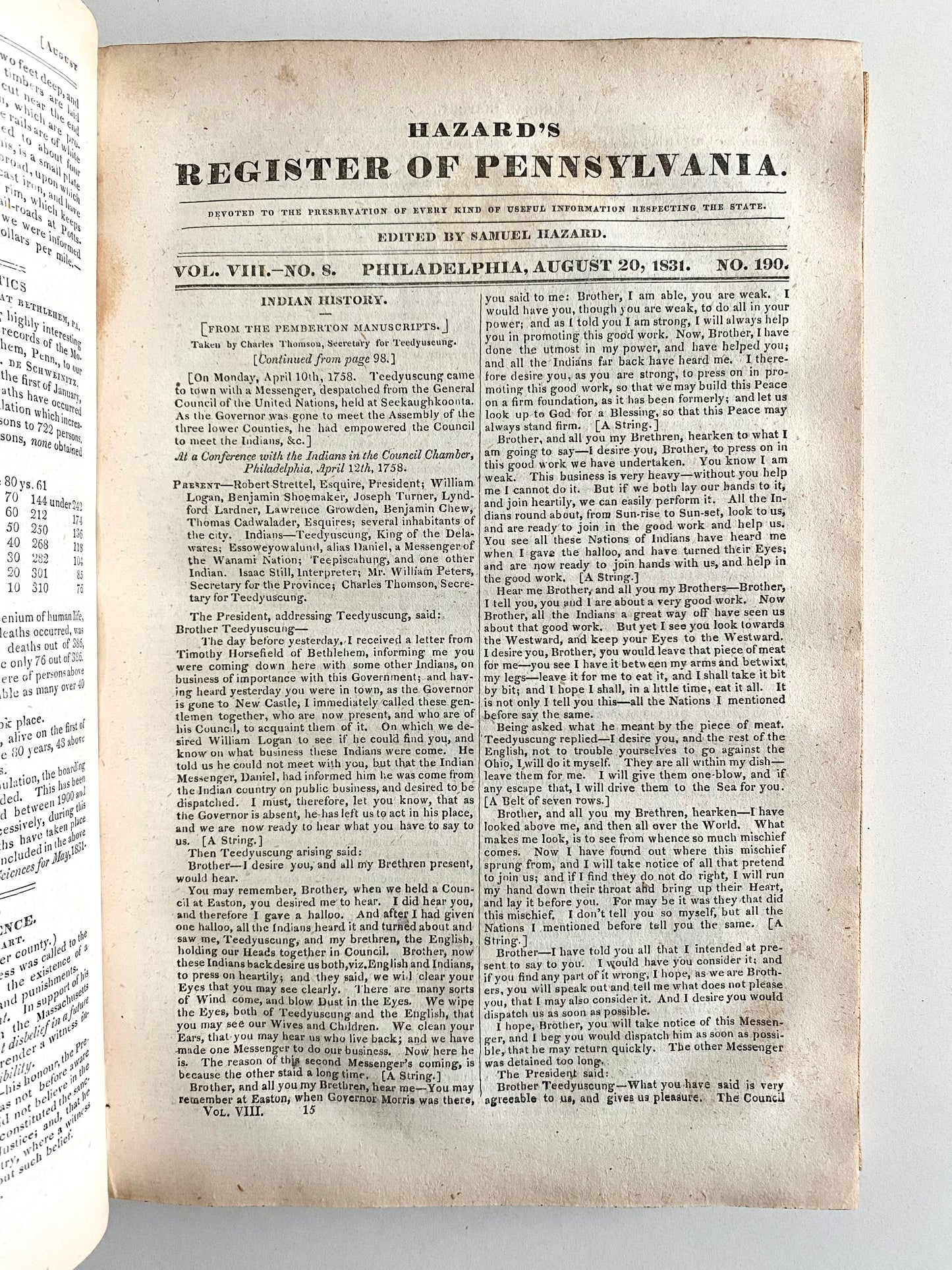 1832 PENNSYLVANIA REGISTER. Slavery, Emigration, William Penn, Colored Persons, Free Trade, &c