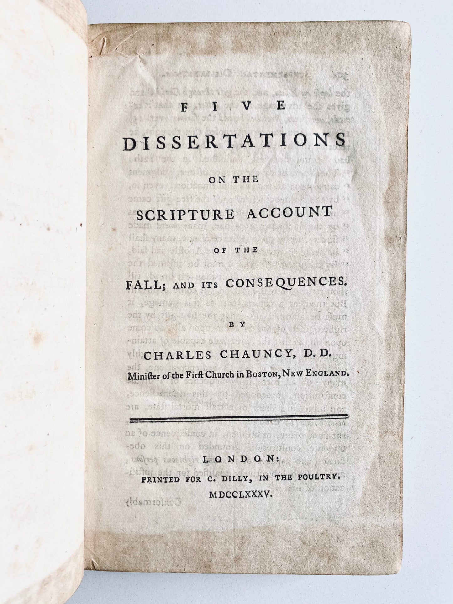 1785 CHARLES CHAUNCY. On the Fall and Sinfulness of Man - Great Awakening - Whitefield Supporter / Opponent