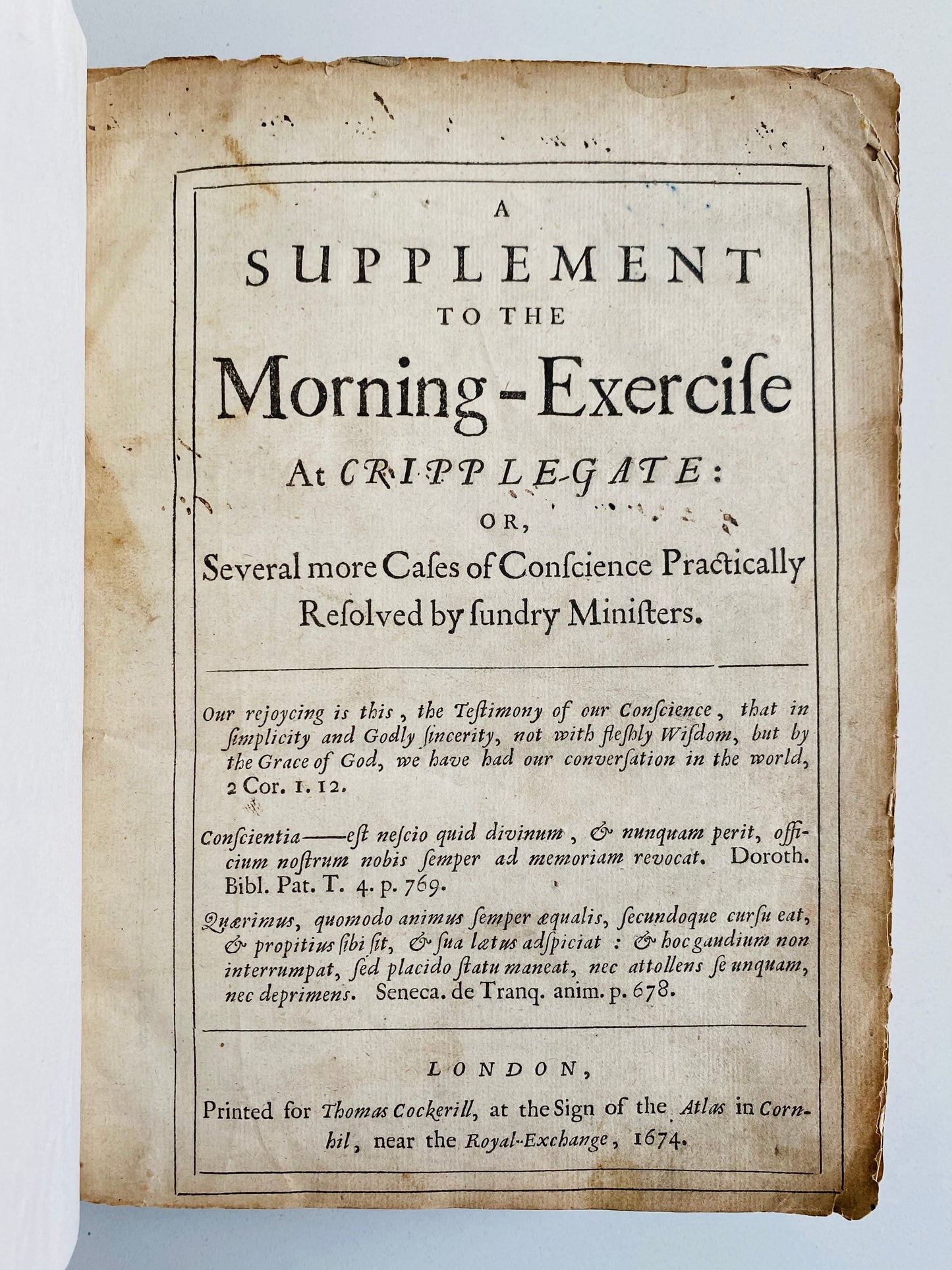 1674 RICHARD BAXTER Et al. Supplement to the Morning-Exercise at Cripplegate. Rare Puritan Practical Sermons.