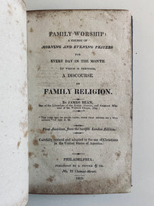 1819 JAMES BEAN. Morning and Evening Prayers for Every Day in the Month. Americanized.