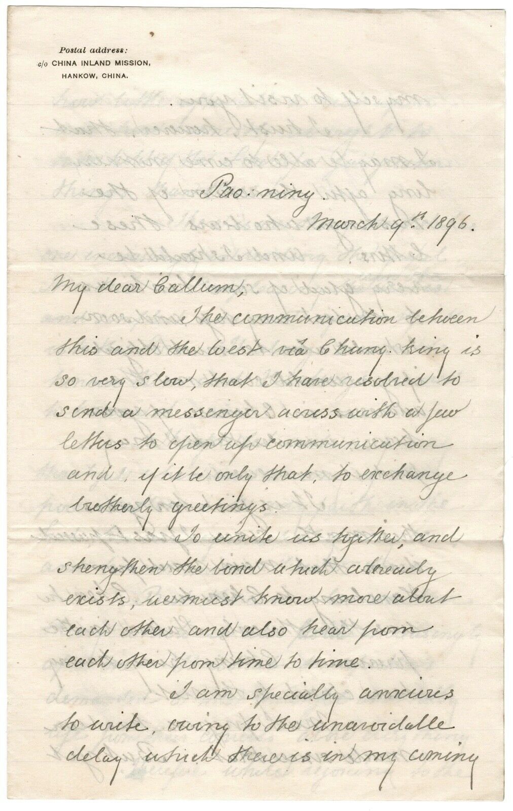 1896 W. W. CASSELS. China Inland Mission - Cambridge Seven Member Welcomes New Missionary to China!