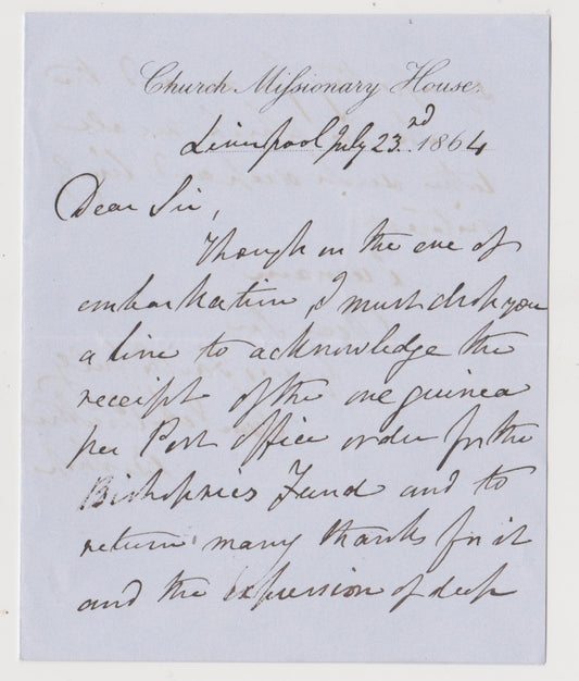 1864 SAMUEL AJAYI CROWTHER. July 23, 1864 Letter by First African Bishop, Former Nigerian Slave!