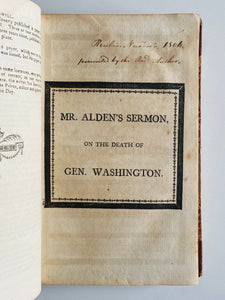 1800 GEORGE WASHINGTON. Sermons on the Death of President Washington & Other Americana