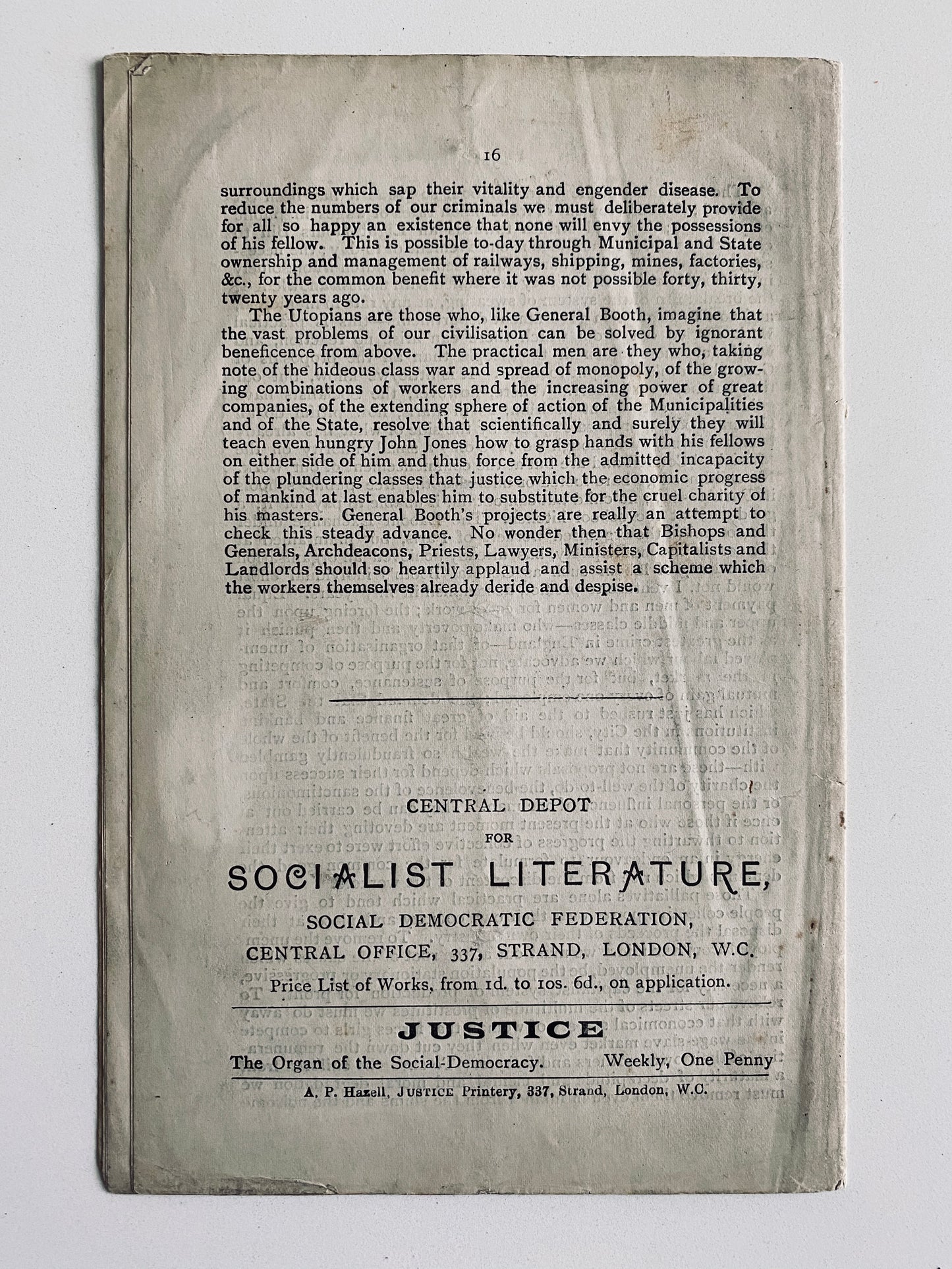 1890 WILLIAM BOOTH. General William Booth's "In Darkest England" Refuted. Very Scarce Salvation Army