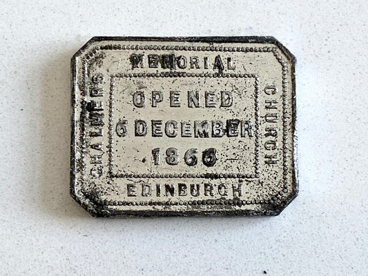 1866 HORATIUS BONAR. Communion Token for Chalmers Memorial Church. Scottish Presbyterian