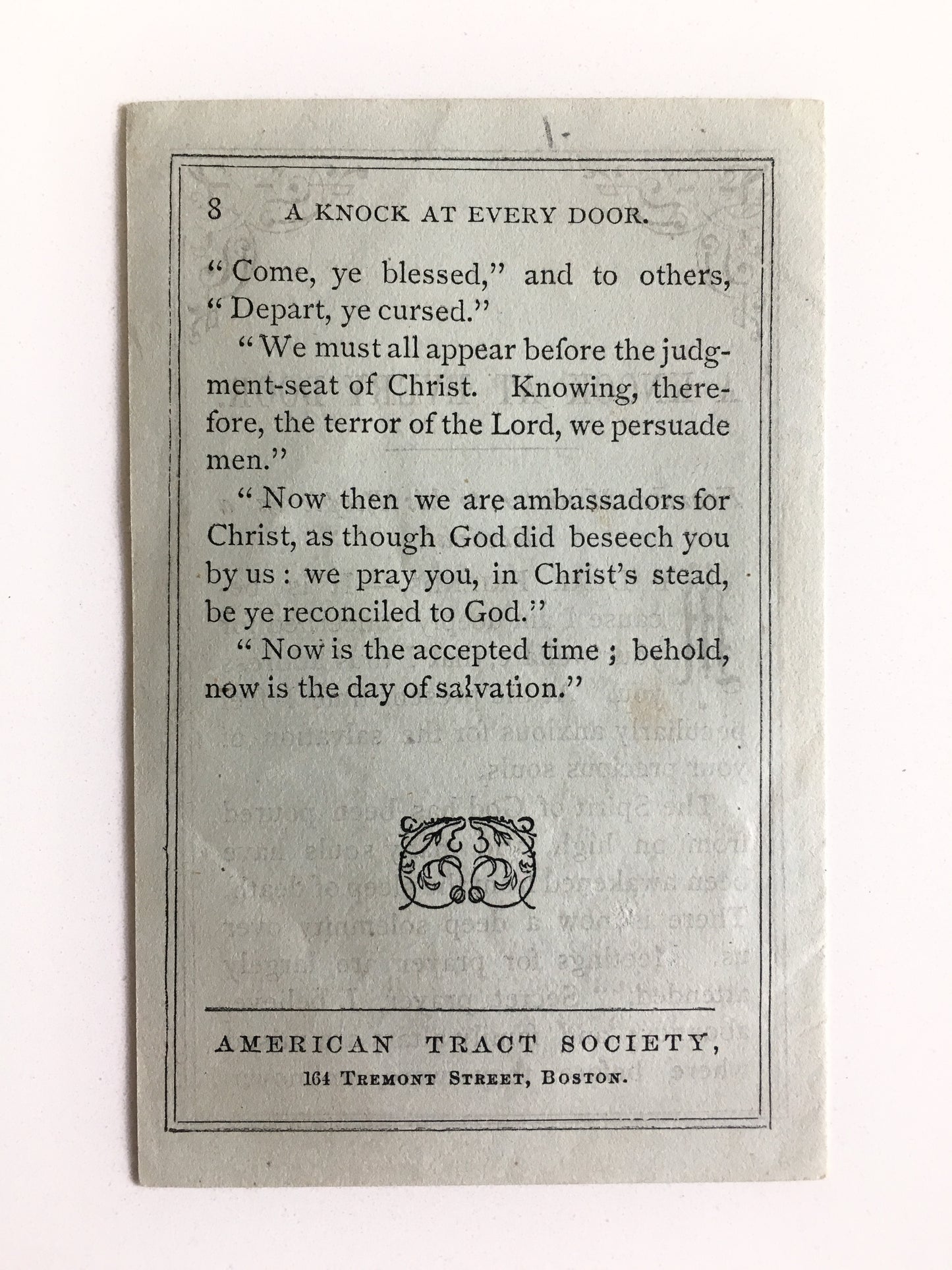 1858 PRAYER REVIVAL. Tract for Distribution During the Revival - Rare