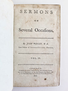 1796 JOHN WESLEY. Sermons on Several Occasions. Complete in 9 Volumes!