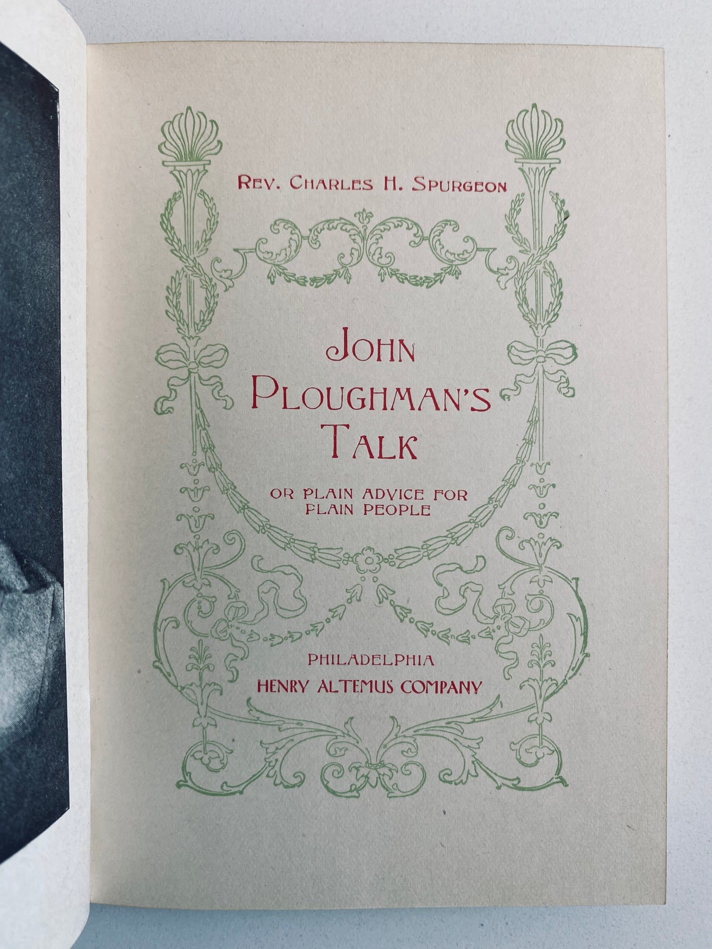 1897 C. H. SPURGEON. John Ploughman's Talk; Or Plain Advice for Plain People. Near Fine Victorian Edition