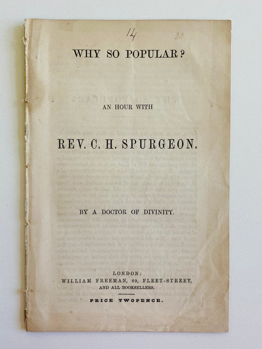 1856 C. H. SPURGEON. One of the First Biographies; "An Hour with C. H. Spurgeon."