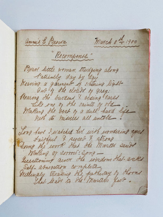 1900 ANNIE E. BROWN. Important Manuscript Commonplace Book of Influential Female Black Evangelist.