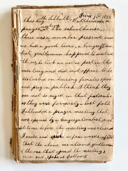 1832-33 SECOND GREAT AWAKENING. 180+pp Manuscript Diary from the Troy Conference of Methodists. Superb!