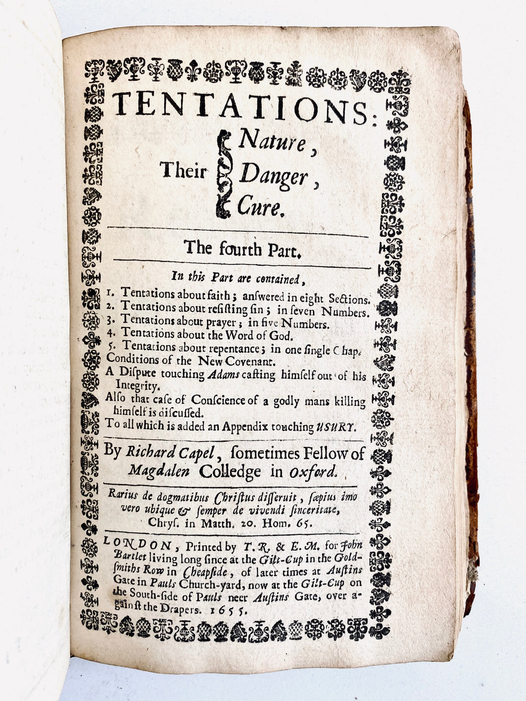 1655 RICHARD CAPEL. Westminster Assembly Puritan on Temptation. 600+ Pages on Battling Sin!