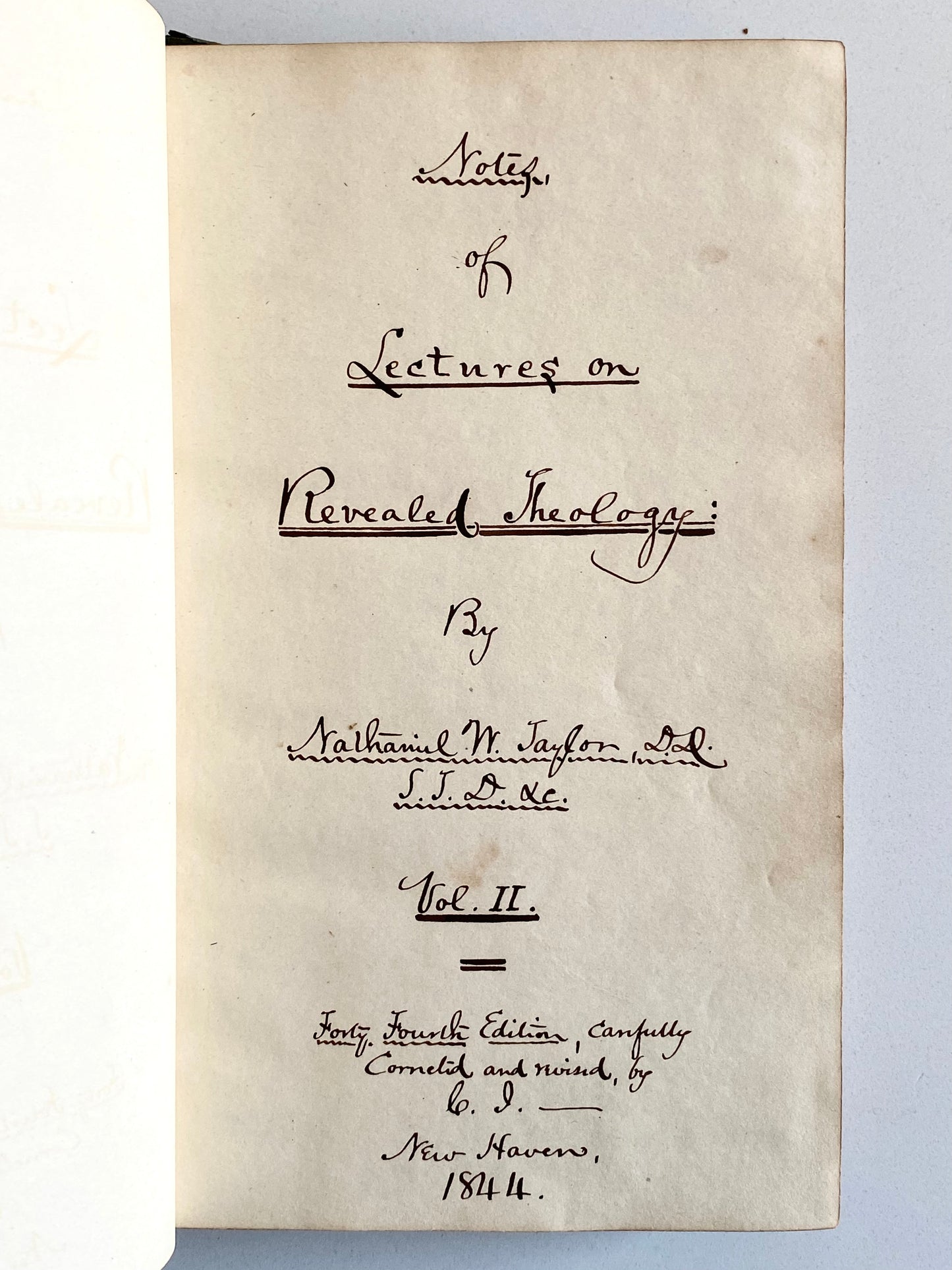 1844 NATHANIEL W. TAYLOR. 700pp Unpublished Manuscript by Important Great Awakening Theologian.