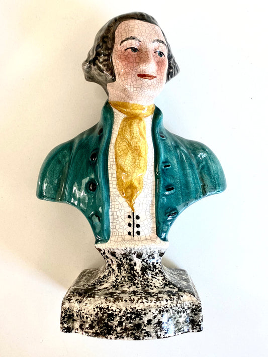 1850 GEORGE WASHINGTON. Staffordshire, Handpainted Bust of America's First President.