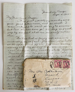 1922 CHINA INLAND MISSION. Two Letters by Missionary Kidnapped and Held in Internment Camps