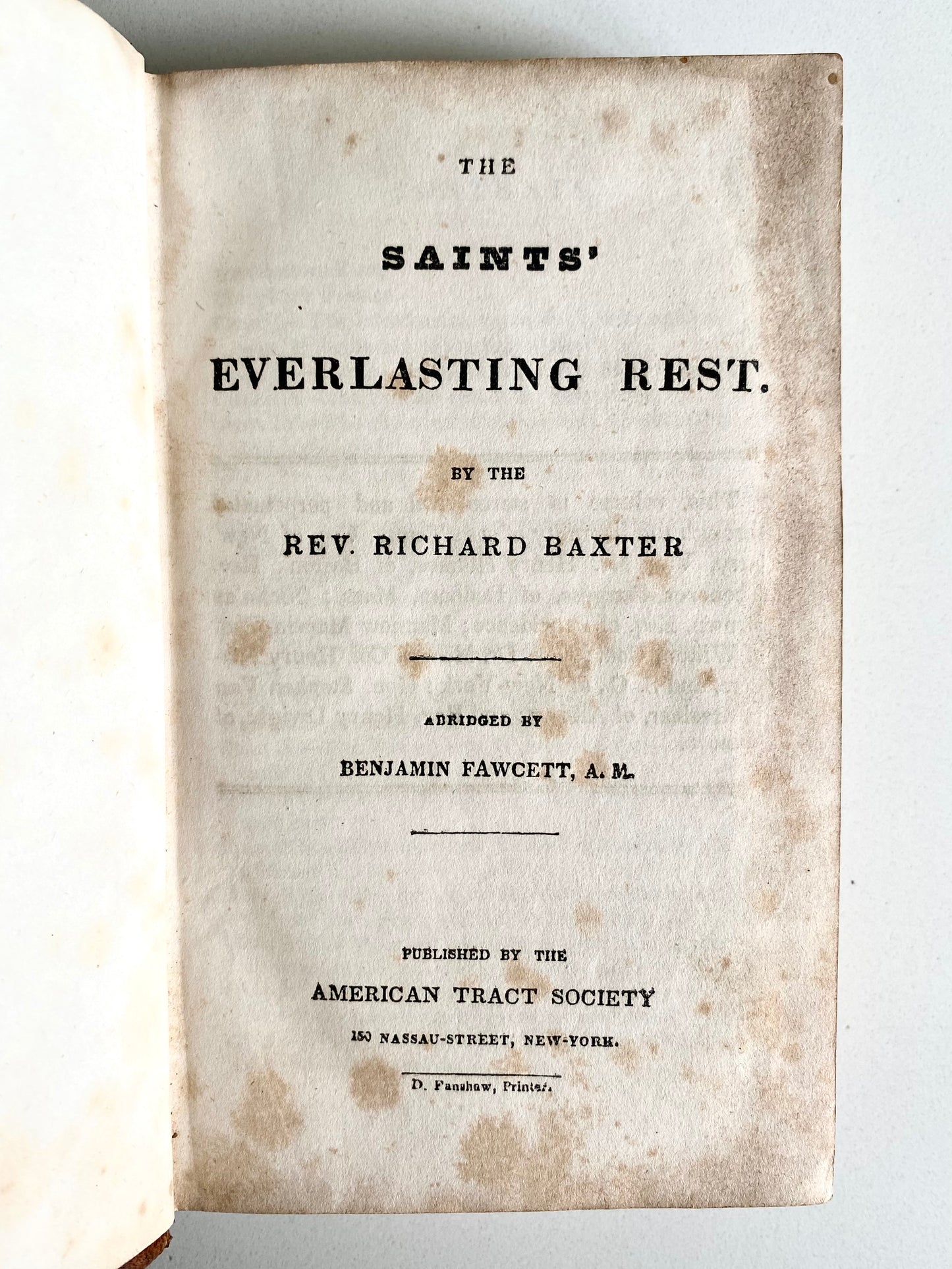 1830 RICHARD BAXTER. The Saints Everlasting Rest. Superb Full Leather Edition.