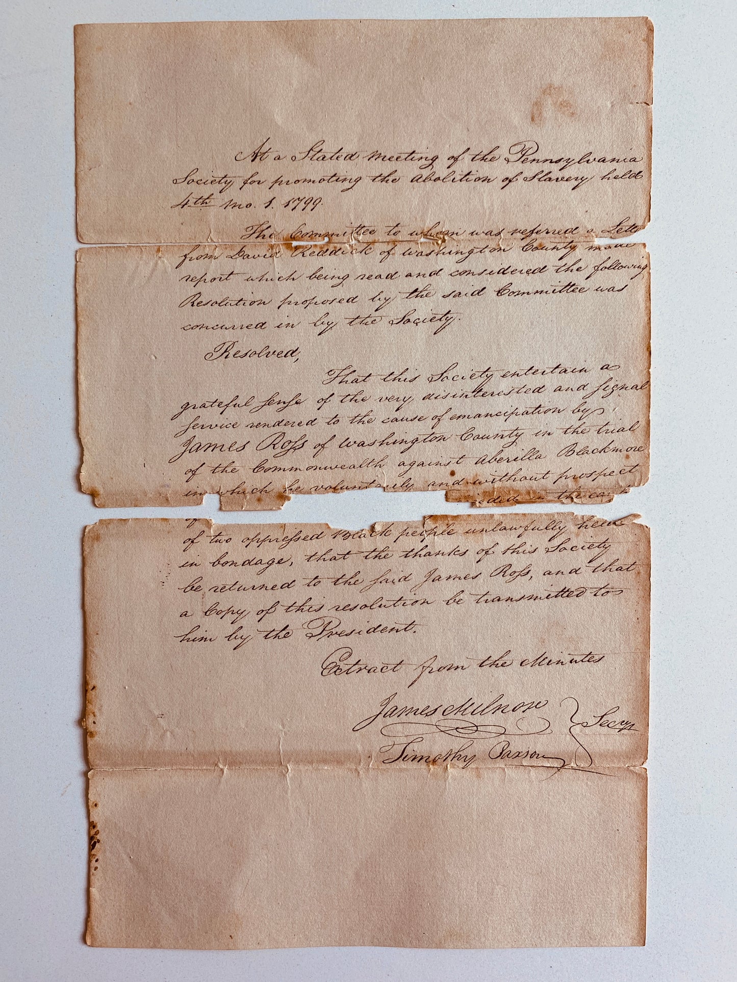 1797 ABOLITION. Correspondence between 1st Abolition Society in America & William Wilberforce & Co. Amazing!