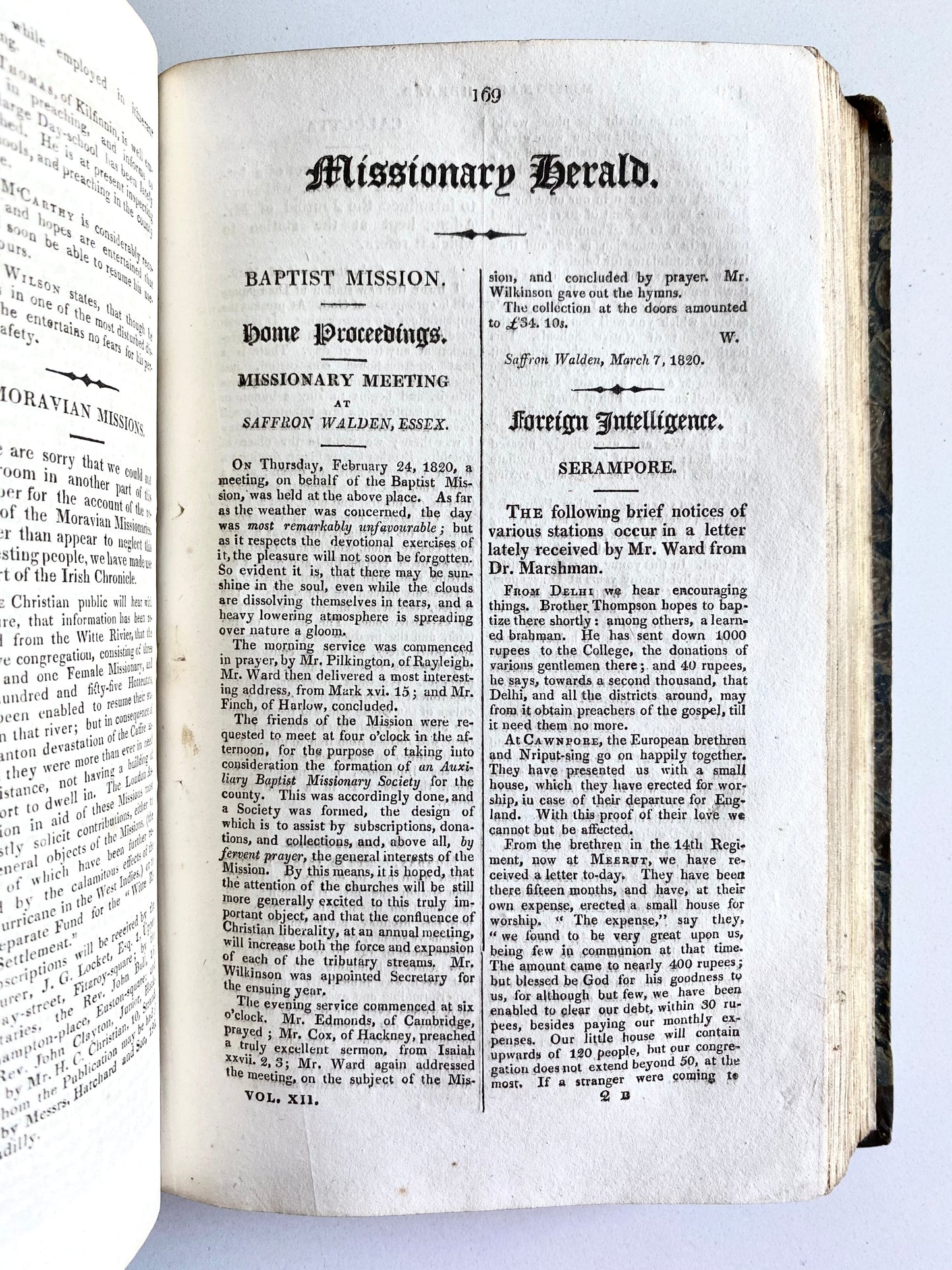 1820 THE BAPTIST MAGAZINE. Wonderful Provenance with Additional Material Bound In