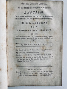 1766 JOHN GILL. Rare Response to John Gill on Dipping and Believer's Baptism