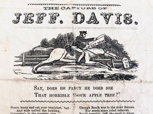 1865 JEFFERSON DAVIS | CIVIL WAR. Scarce Broadside & Satyrical Song on Capture and Hanging of Confederate President