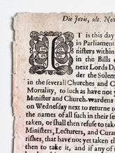 Load image into Gallery viewer, 1643 WESTMINSTER ASSEMBLY. Rare Broadside Issued by Parliament Enforcing Presbtyerianism as National Religion of England.