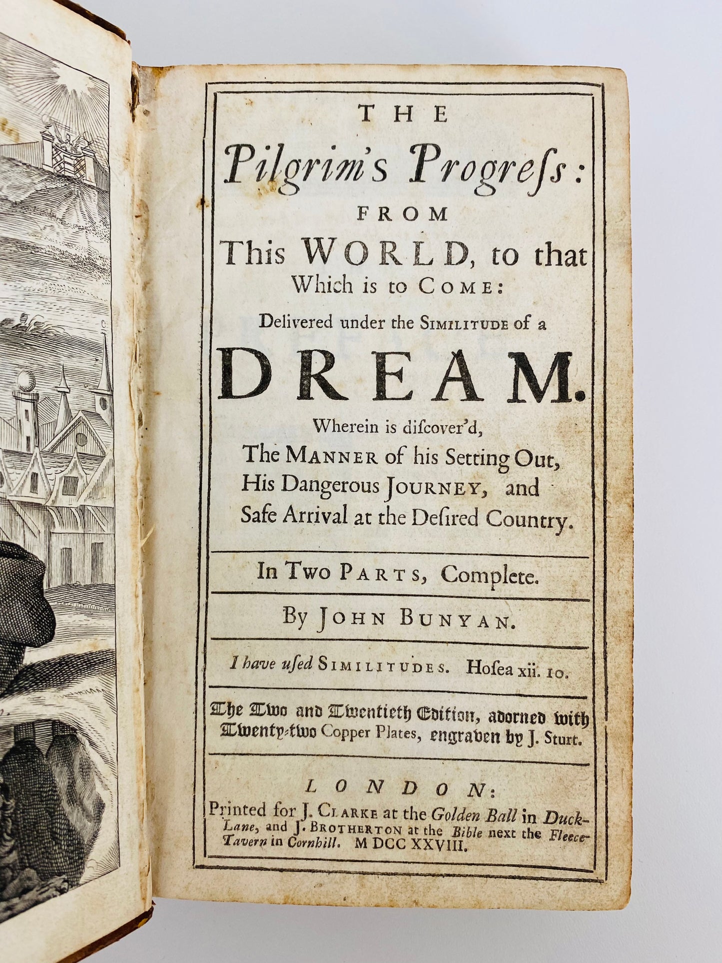 1728 JOHN BUNYAN. The Pilgrim's Progress in Two Parts. Finely Illustrated Early J. Sturt Edition.