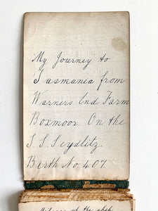 1909 S. S. SEYDLITZ. 152pp. Tasmania Manuscript Travel Diary of Miss Daisy Blanche Miller