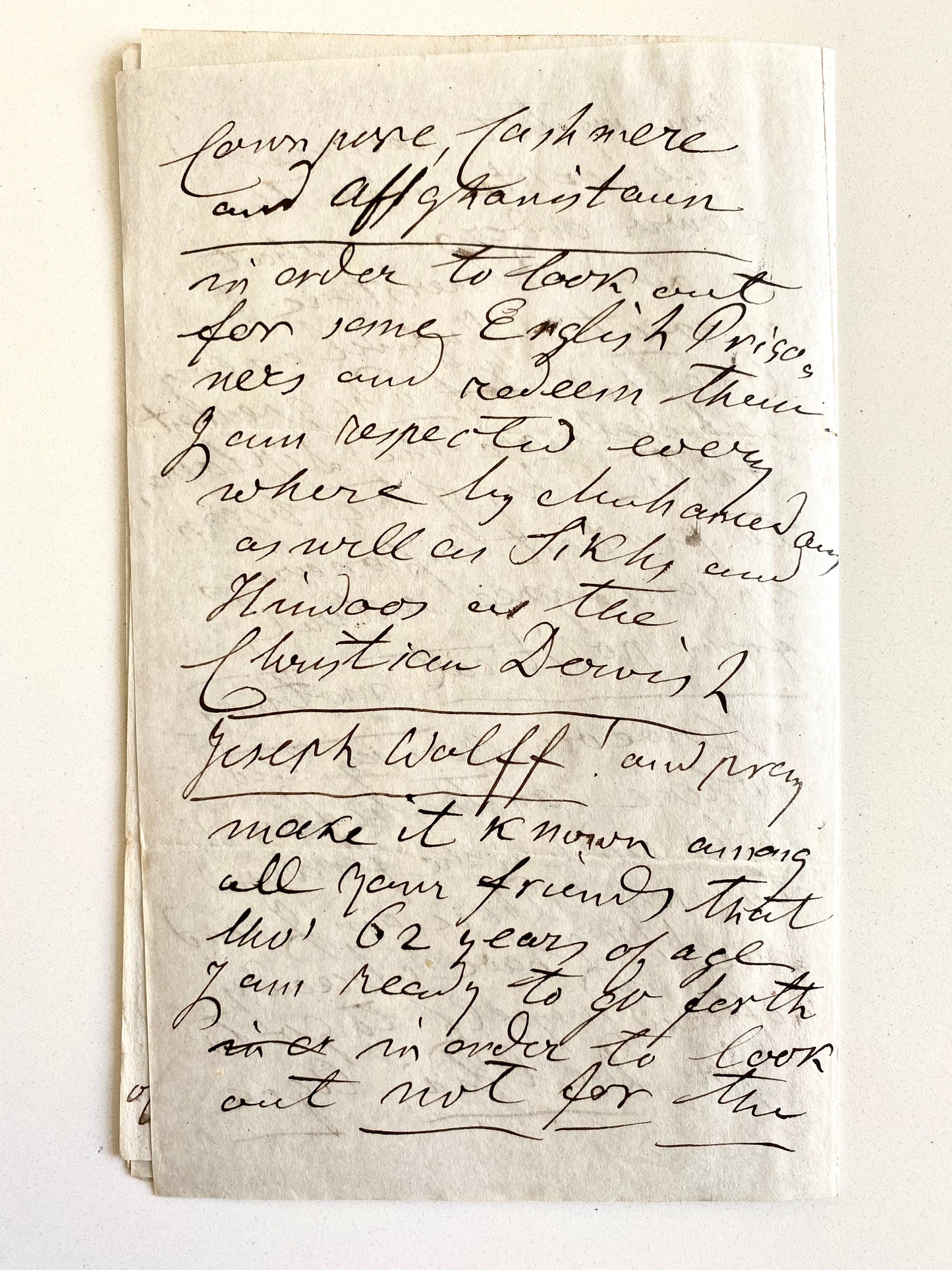 1857 JOSEPH WOLFF. 15pp Manuscript Letter Rebuking England for Its Treatment of Missionaries!