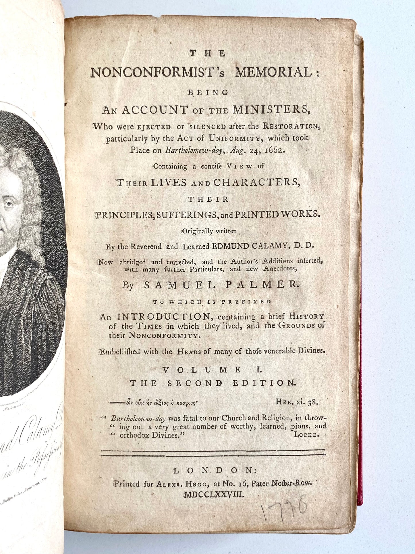 1778 SAMUEL PALMER. The Puritans of the Great Ejection. Two Volumes + Beautiful Engravings.