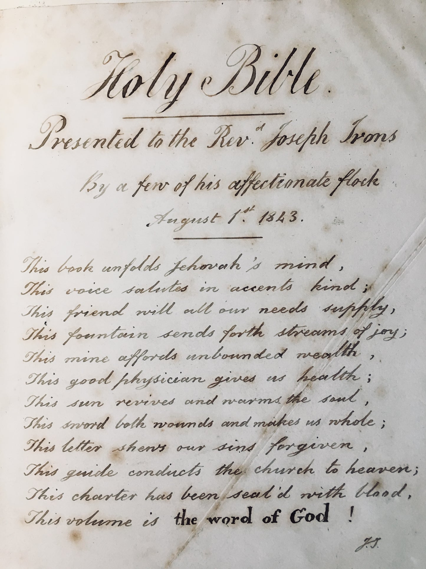 b.1785 JOSEPH IRONS. Friend of John Newton, One of Spurgeon's Favorite Hymnists. His Pulpit Bible!