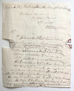 1813 WILLIAM WILBERFORCE. Partial Autograph Letter to Fellow Abolitionist, J. S. Harford!