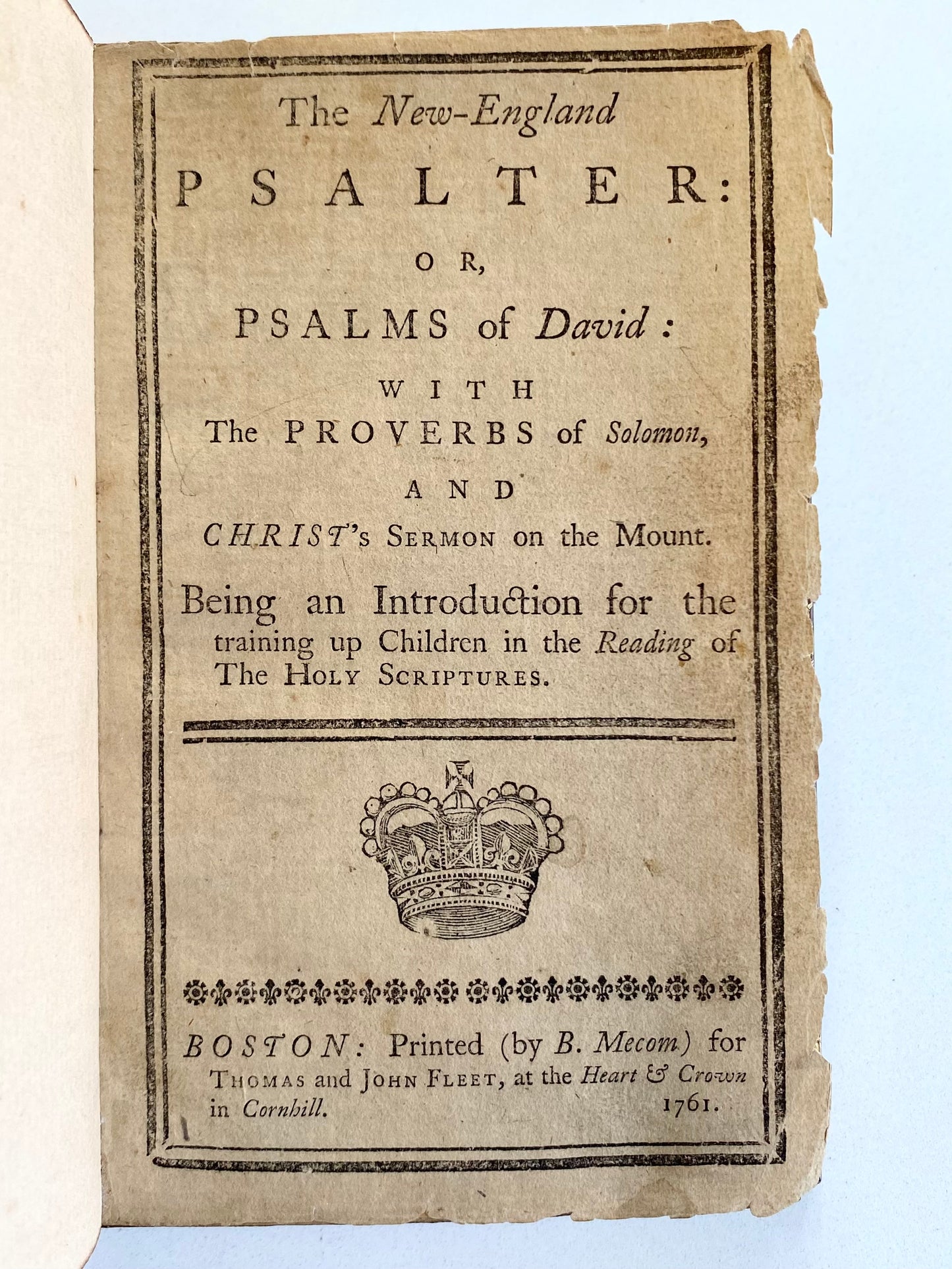 1761 BENJAMIN FRANKLIN Press Publishes the First Children's Bible in America. Riviere Binding!