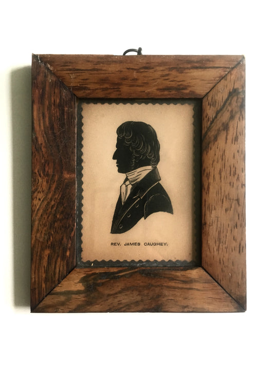 1860 JAMES CAUGHEY. Rare Framed Silhouette of Important Irish Revivalist - Methodist