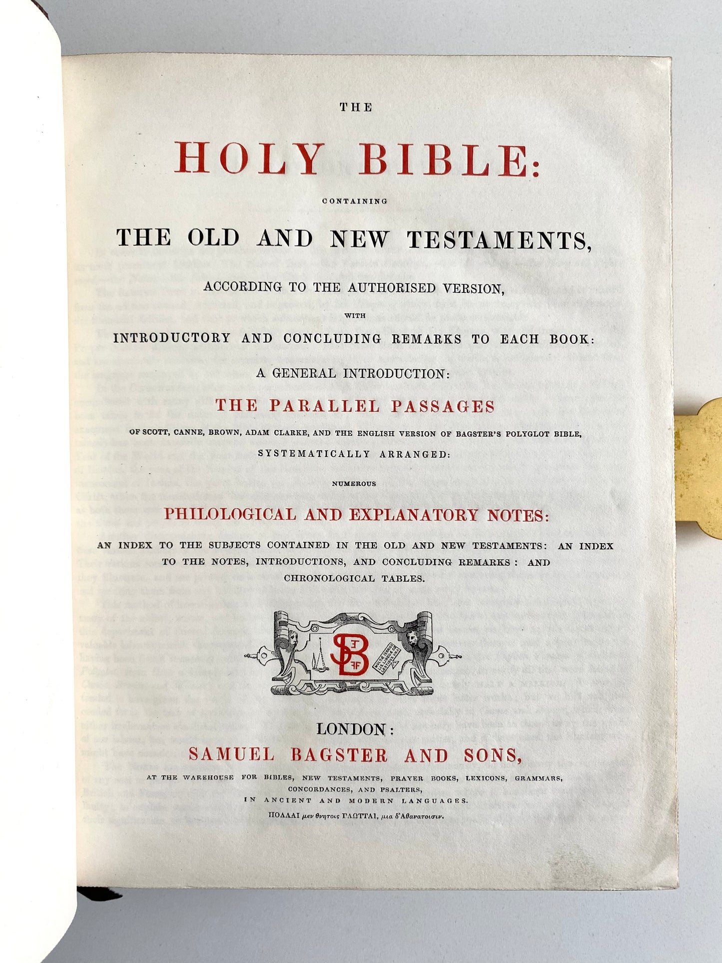 1846 FINE BINDING BIBLE. The Holy Bible with Parallel Passages, Explanatory Notes, etc., Superb Binding.