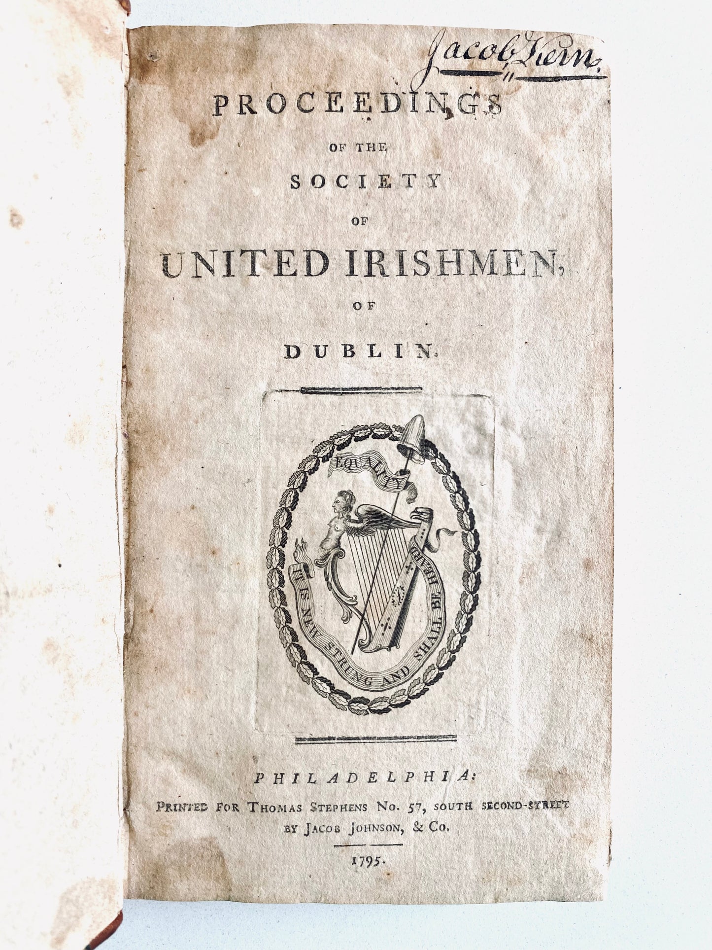 1795 RARE IRISH-AMERICANA. The Book that Connects the American Revolution to the Irish Rebellion.