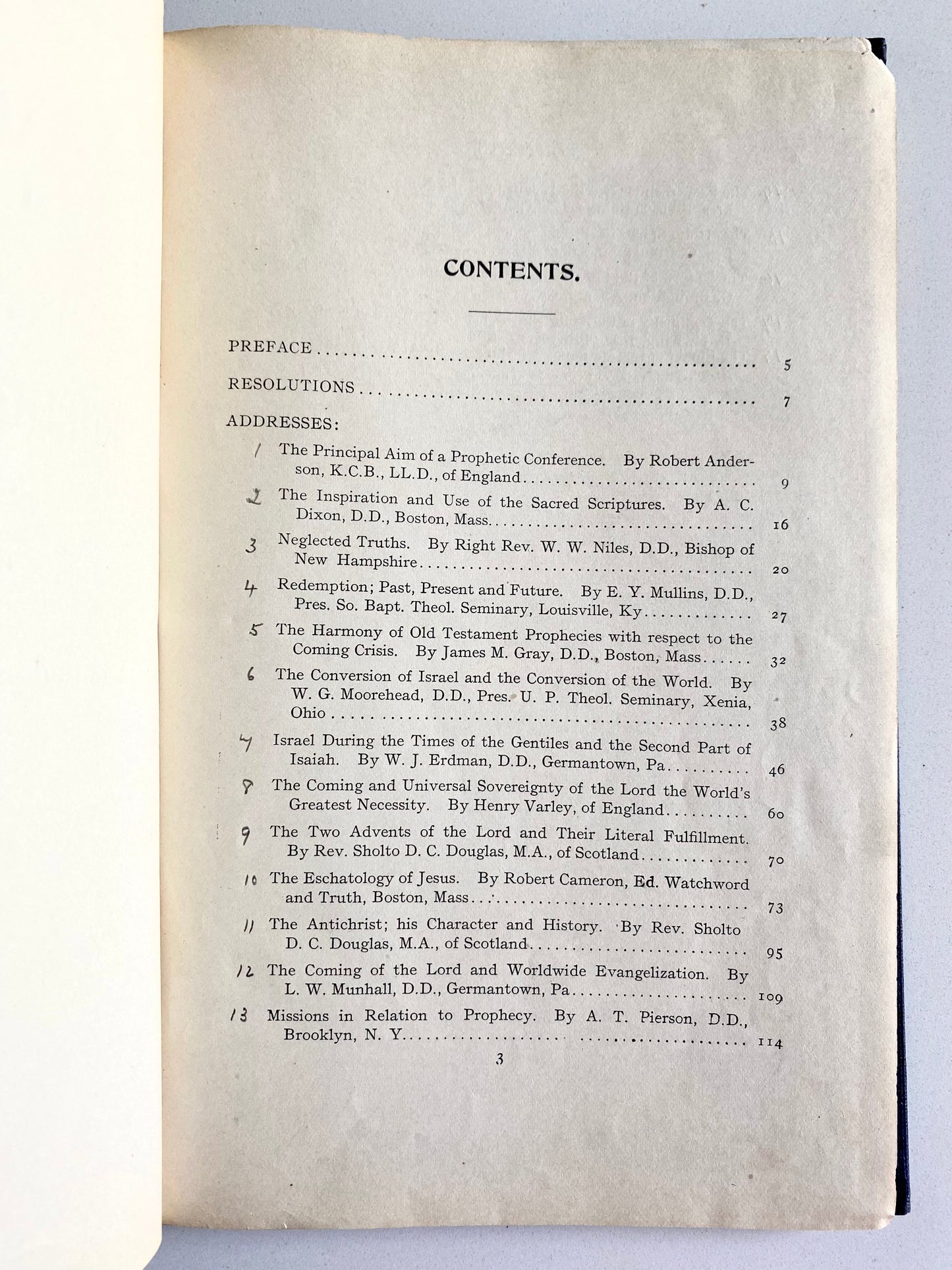 1901 HENRY VARLEY, A T PIERSON &c. Addresses at the International Premillennial Prophetic Conference.