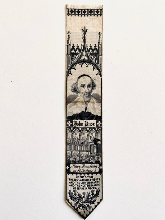 1880 JOHN KNOX. Wonderful Stevengraph Silk Bookmark of the Great Scottish Reformer