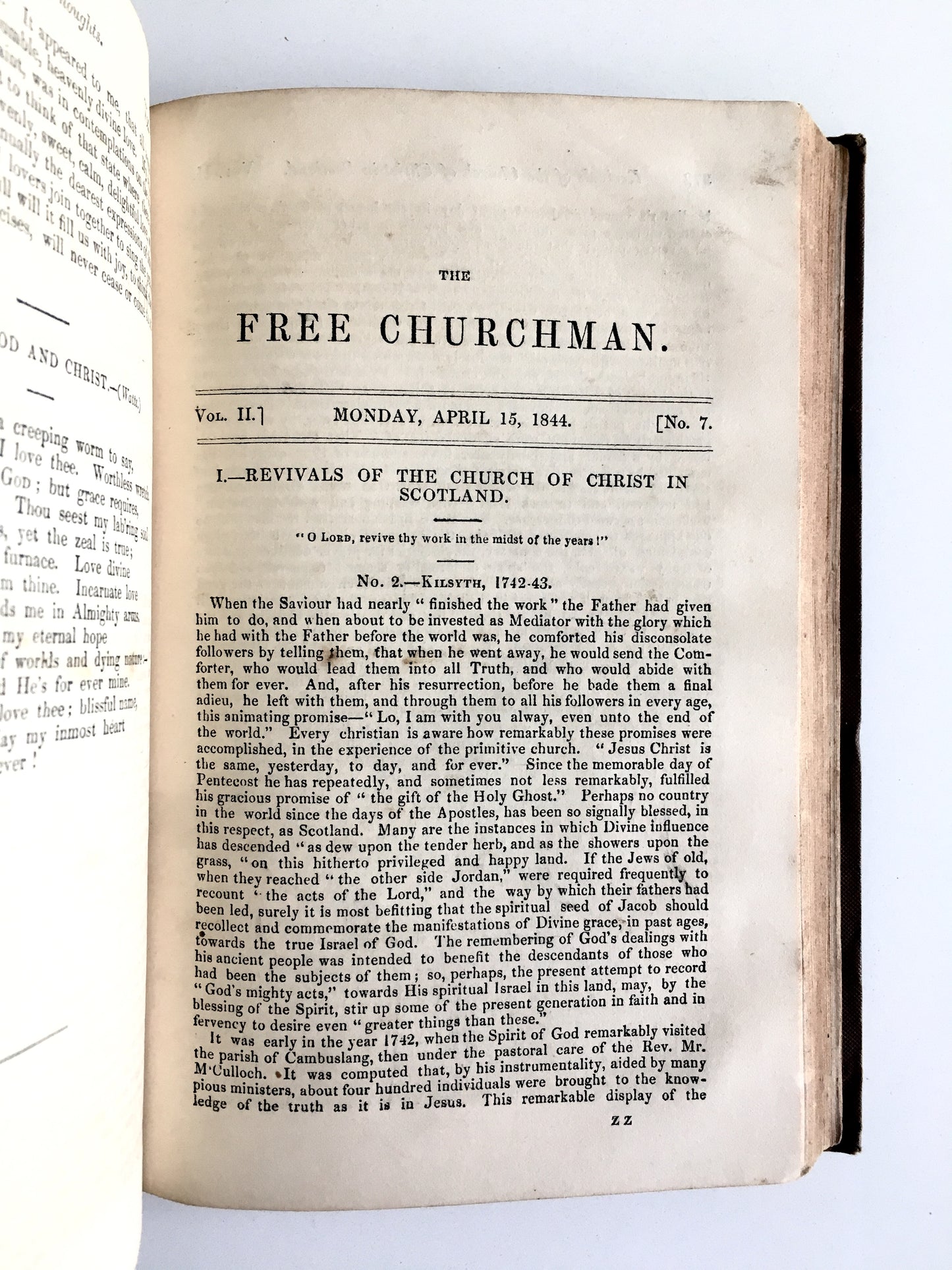 1844 FREE CHURCHMAN MAG. Scottish Periodical on Historic Revivals. Excellent Content