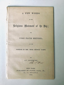 1858 AN OBSERVER. Evangelical Anglicans Wrestle with whether to Join 1858 Prayer Revival Movement