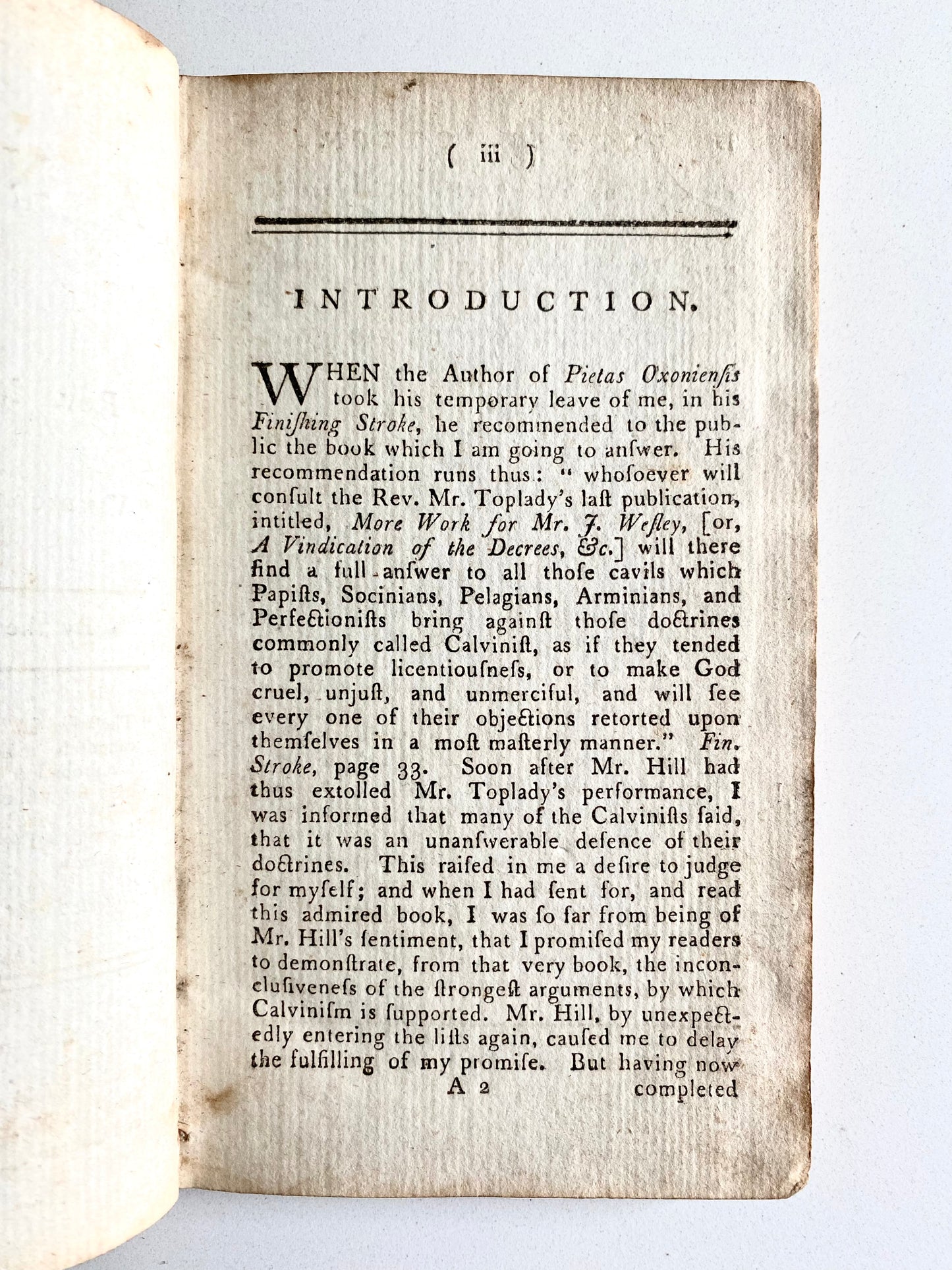 1788 JOHN WESLEY & AUGUSTUS TOPLADY. Debate Regarding Calvinism and the Divine Decrees.