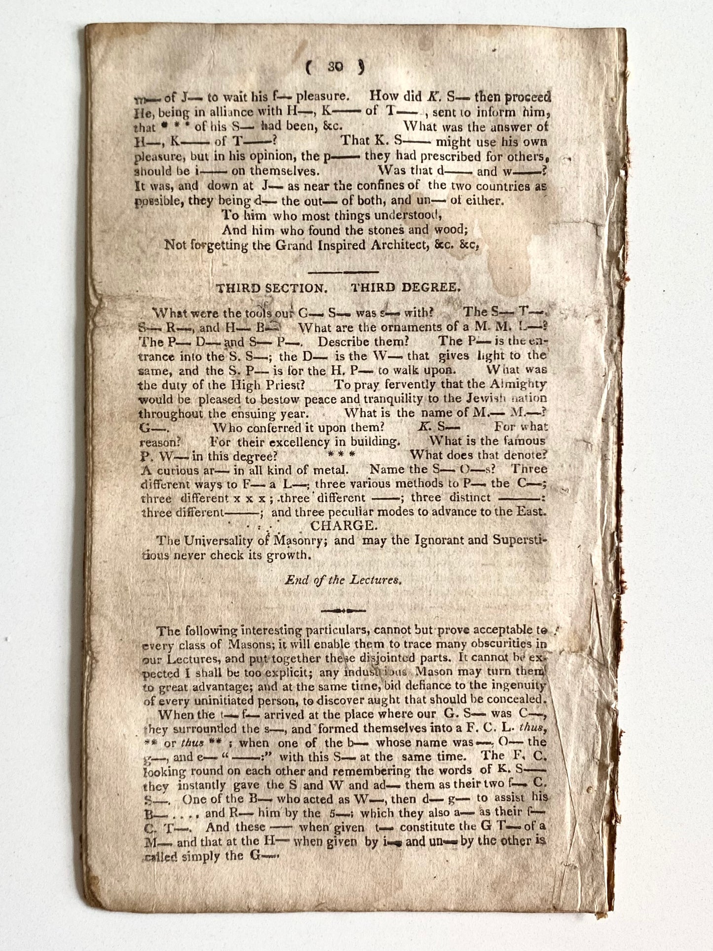 1812 JOHN A. ROHR. Free Mason's Instructor; Or, Lectures on the First Three Degrees of Masonry.