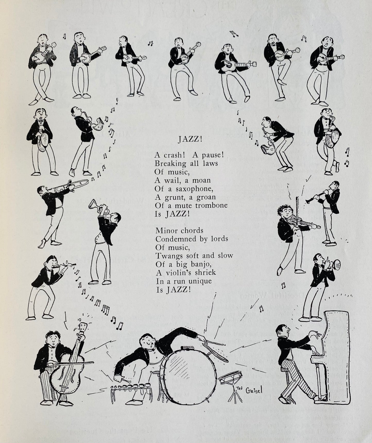 1921 THEODOR GEISEL, aka Dr. Seuss. The First Drawing, First Cartoon, and First Poem He Ever Published!