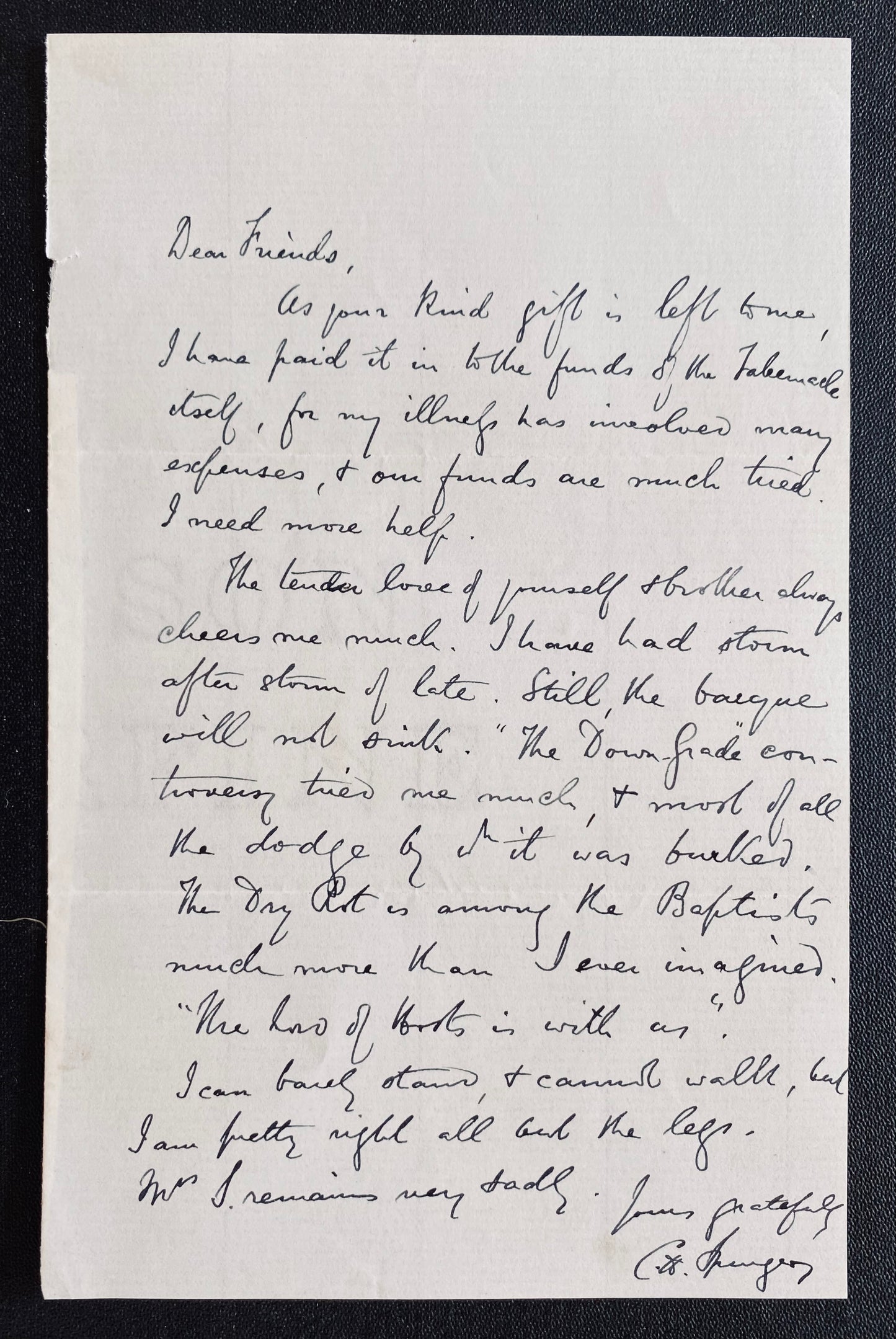 1888 C. H. SPURGEON. A Weary Spurgeon Laments the Dry-Rot of the Downgrade Controversy. Unpublished.