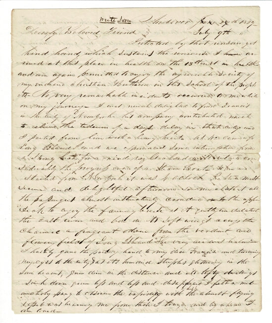 1829 THOMAS BRAINERD. Letter Regarding Charles G. Finney, His Mentor, Revivals, etc., by Nephew of David Brainerd.